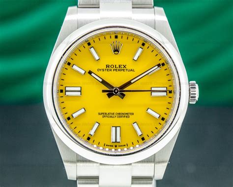 rolex oyster perpetual yellow dial